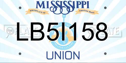 LB5I158 Mississippi License Plate