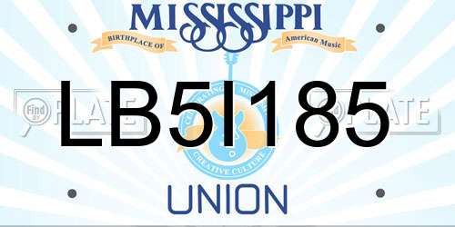 LB5I185 Mississippi License Plate