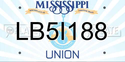 LB5I188 Mississippi License Plate