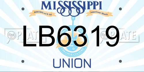LB6319 Mississippi License Plate