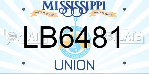 LB6481 Mississippi License Plate