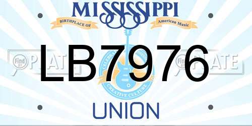 LB7976 Mississippi License Plate