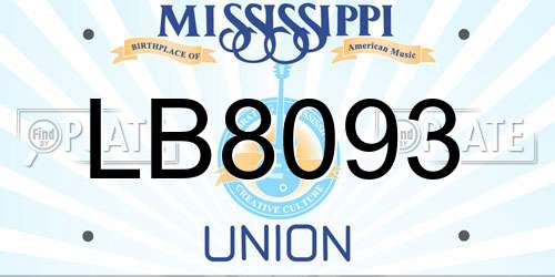 LB8093 Mississippi License Plate