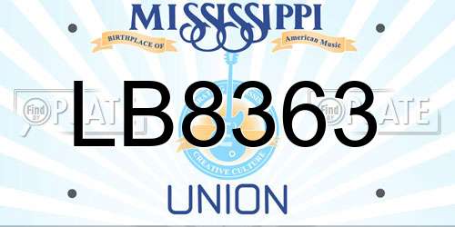 LB8363 Mississippi License Plate