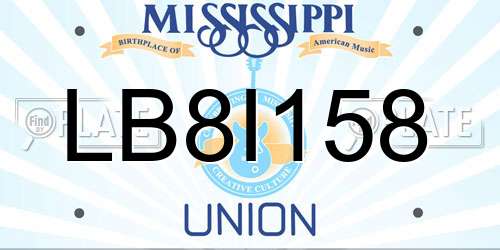 LB8I158 Mississippi License Plate