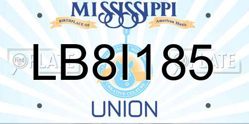 LB8I185 Mississippi License Plate