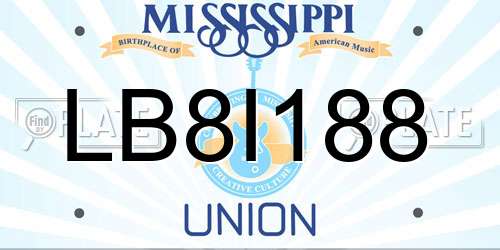 LB8I188 Mississippi License Plate