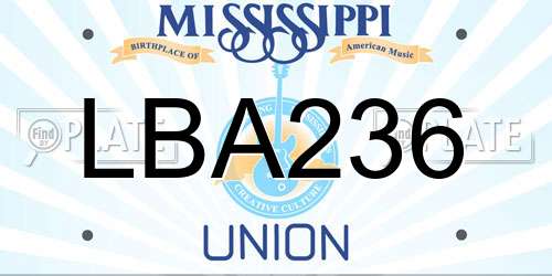 LBA236 Mississippi License Plate