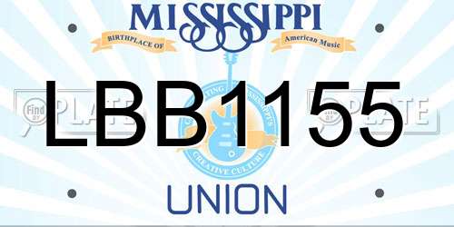 LBB1155 Mississippi License Plate