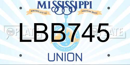 LBB745 Mississippi License Plate