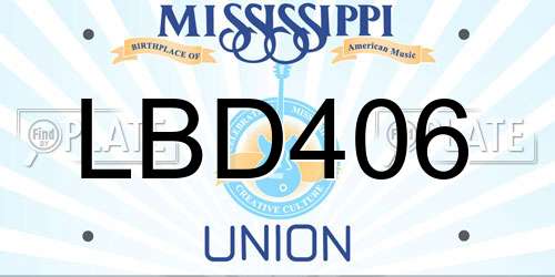 LBD406 Mississippi License Plate