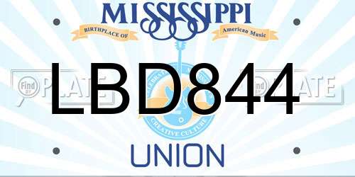 LBD844 Mississippi License Plate