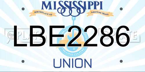 LBE2286 Mississippi License Plate
