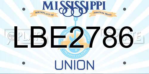 LBE2786 Mississippi License Plate