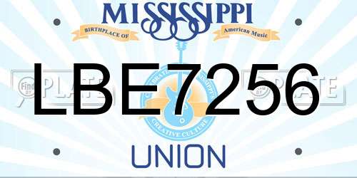 LBE7256 Mississippi License Plate