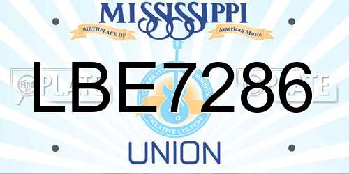 LBE7286 Mississippi License Plate