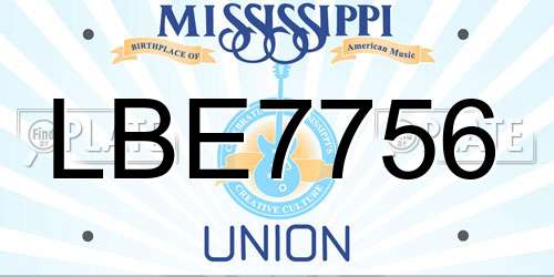 LBE7756 Mississippi License Plate