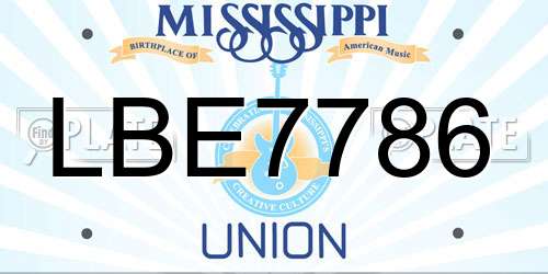 LBE7786 Mississippi License Plate