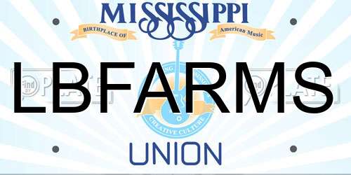 LBFARMS Mississippi License Plate