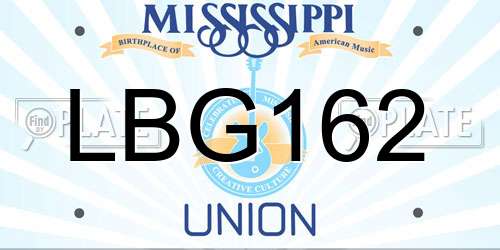 LBG162 Mississippi License Plate