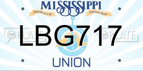 LBG717 Mississippi License Plate