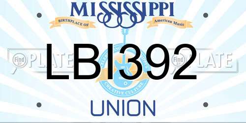 LBI392 Mississippi License Plate