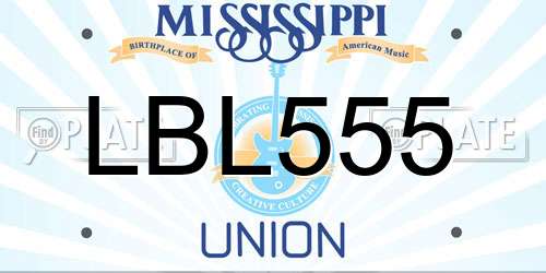 LBL555 Mississippi License Plate