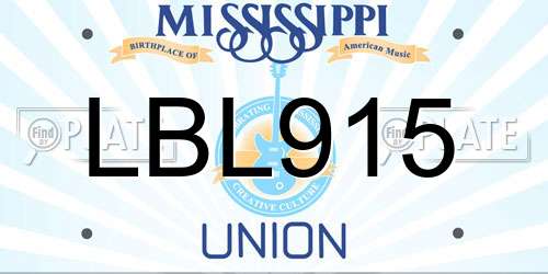 LBL915 Mississippi License Plate