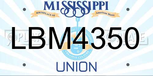 LBM4350 Mississippi License Plate