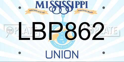 LBP862 Mississippi License Plate