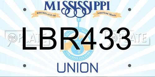 LBR433 Mississippi License Plate
