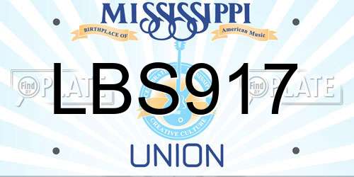 LBS917 Mississippi License Plate