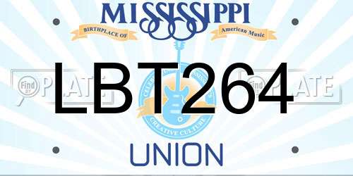 LBT264 Mississippi License Plate