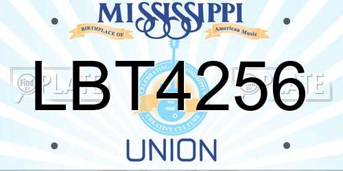 LBT4256 Mississippi License Plate