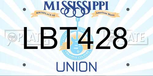 LBT428 Mississippi License Plate