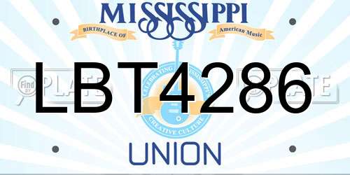LBT4286 Mississippi License Plate