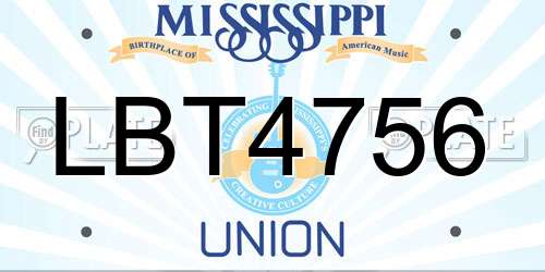 LBT4756 Mississippi License Plate