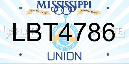 LBT4786 Mississippi License Plate