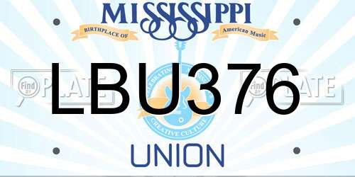 LBU376 Mississippi License Plate