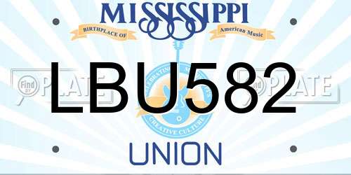 LBU582 Mississippi License Plate
