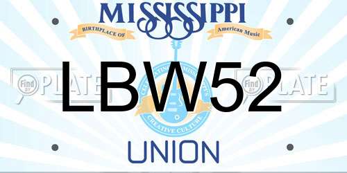 LBW52 Mississippi License Plate
