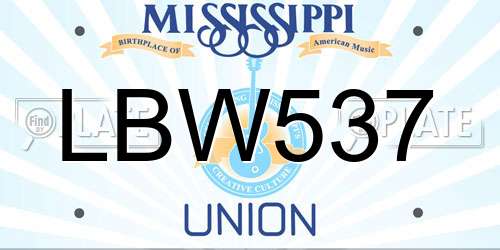 LBW537 Mississippi License Plate