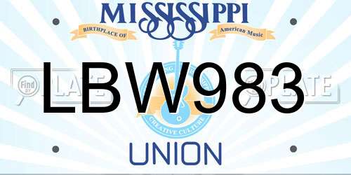 LBW983 Mississippi License Plate
