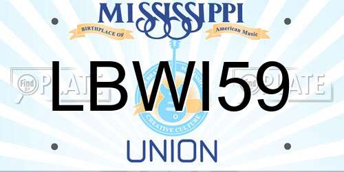 LBWI59 Mississippi License Plate
