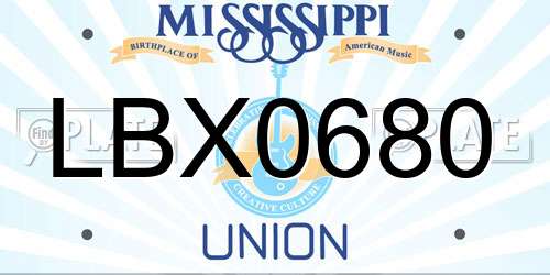 LBX0680 Mississippi License Plate