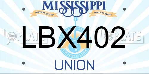LBX402 Mississippi License Plate