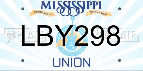 LBY298 Mississippi License Plate