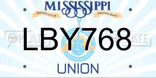 LBY768 Mississippi License Plate