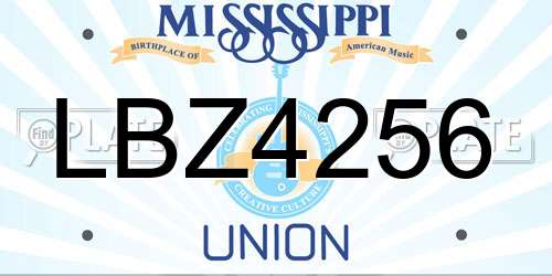 LBZ4256 Mississippi License Plate