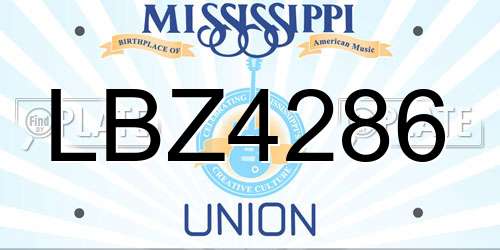 LBZ4286 Mississippi License Plate